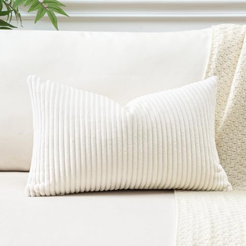 JOTOM 1 Stück Cord Kissenbezug Kissenhülle Dekorative Zierkissen Sofakissen Couchkissen Dekokissen Zierkissenbezug Deko Kissenbezüge für Sofa Wohnzimmer (40x60cm, Beige)