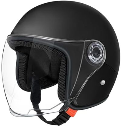 Motorradhelme - Jethelm Mit Visier, Mopedhelm Motorradhelm, Skateboard Helm Reithelme, Scooter Helm Atmungsaktiv Mopedhelm Halbschale Für Erwachsener Herren Damen, Mit Offenem Gesicht