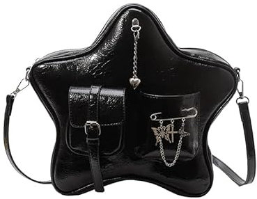 Homvik Sternförmige Tasche mit Sternen und Sternen, niedlich, ästhetisch, Y2K, Retro, Gothic, Crossbody-Tasche für Mädchen und Damen, für den täglichen Gebrauch, Schwarz , M