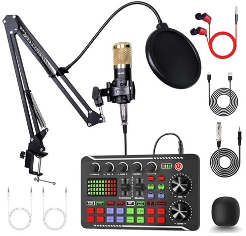 ALSO GO Podcast Equipment Bundle, Music Recording Setup with BM-800 Microphone & F998 Sound Card, Perfect for Podcasting, Singing, Gaming, and Live Streaming YouTube Tiktok
