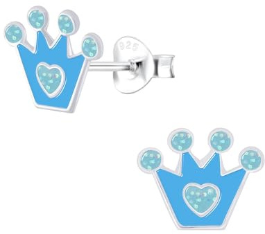 Monkimau Mädchen Ohrringe Krone | Ohrstecker aus 925 Sterling Silber | Kinderohrringe hypoallergen