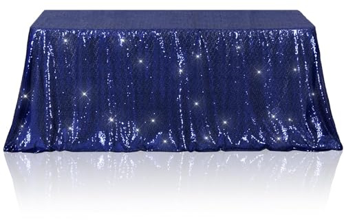 3E Home Navy Blue Sequin Tablecloth,Rectangle Sequin Table Cover for Wedding Party Banquet 50 X 80 (125cm X 200cm)