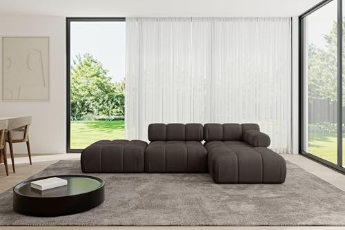 ALTDECOR Modulares Sofa Ecksofa in L-Form Corner modular Sofa Eckcouch Couch Wohnlandschaft Cauchsofa Polstersofa Lizur-L1-285x160x70 cm Braun
