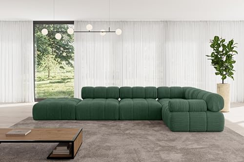 ALTDECOR Modulares Sofa Ecksofa in L-Form Corner modular Sofa Eckcouch Couch Wohnlandschaft Cauchsofa Polstersofa Felto-L2-380x190x70 cm Grün