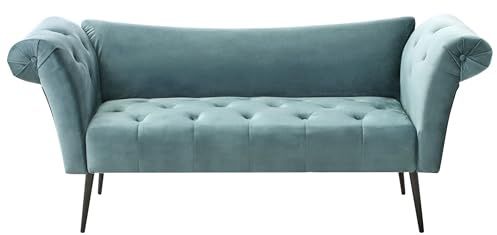 Beliani Double Ended Chaise Lounge Tufted Velvet Upholstery Teal Nantilly