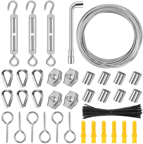 Binlava 20M Drahtseil 2mm, 304 Edelstahl Stahlseil 2mm, Stahlseil PVC Ummantelt mit Befestigungszubehör, Edelstahlseil für Outdoor-Zeltseile, Kronleuchter, Pflanzenkletterseile, Wäscheleinen