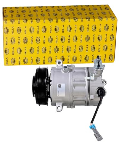 HELLA 8FK 366 200-361 Compresseur, climatisation - 6CVC - 12V - R 134a - PAG 46-100ml - avec embrayage magnétique/avec bague d'étanchéité/avec huile compresseur-PAG