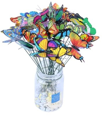 Bosiyrggrl 3D Three-Dimensional PVC Simulation Butterfly Outdoor Garden Decoration Floral Pole Color Random Beautiful