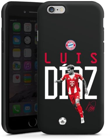 Panzer Handyhülle kompatibel mit Apple iPhone 6 robuste Outdoor Hülle Schutzhülle glänzend FC Bayern München Luis Diaz Offizielles Lizenzprodukt