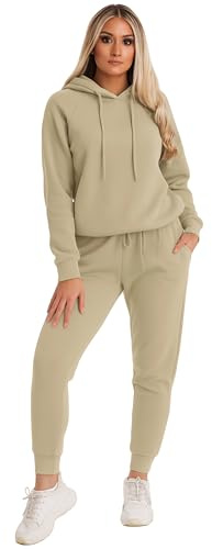 BRAND KRUZE Womens Tracksuit Set Long Sleeve Pullover Hoodie and Casual Regular Fit Joggers Set KZLS169 NUDE S