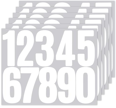 6 Sheets Large Number Stickers White Mailbox Sticker Number for Outside | Matwsec 3 Inch 0-9 Self-Adhesive House Number Stickers, Stick on Numbers for Wheelie Bin, Signs, Door, Cars, Home, Address