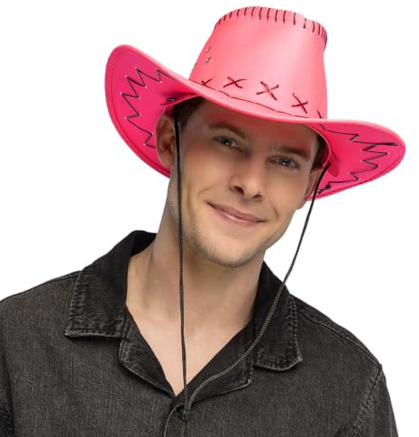 Boland - Verstellbarer UV Cowboyhut Savanne, Neon Western Hut, leuchtet im Schwarzlicht, Kostüm Zubehör für Festival, Karneval, JGA und Mottoparty
