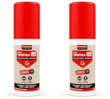 MANOUKA TROPIKA Spray Anti-Moustiques Corps & Visage 75 ml | Répulsif Zones Tropicales à l’Icaridine 25% | Protection Jusqu’à 14h | Efficace Moustique Tigre, Tiques, Taons (75 ml (Lot de 2))