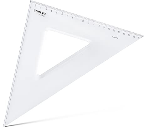 Aristo AR23430 College Dreieck 45° (Hypotenuse 30 cm, Tuschekanten und Facette, Kunststoff) transparent