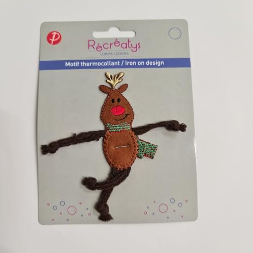 Aufnäher zum Aufbügeln, Motiv Rentiere, 9,5 cm