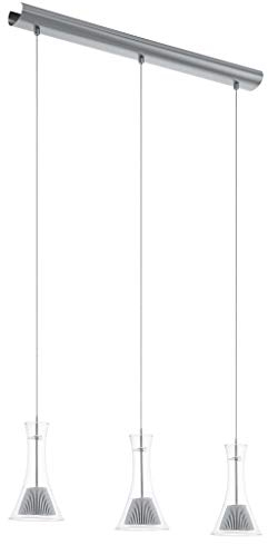 EGLO LED Hängelampe Musero, Pendelleuchte Esstisch, Stahl, Alu in Nickel-matt, Glas in klar warmweiß