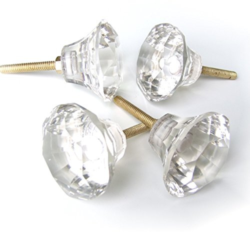 Ein Set von 4 Shabby Chic Glas Schrank Knöpfe Griffe – erhältlich in verschiedenen Farben und Styles Antique Clear Glass 50mm