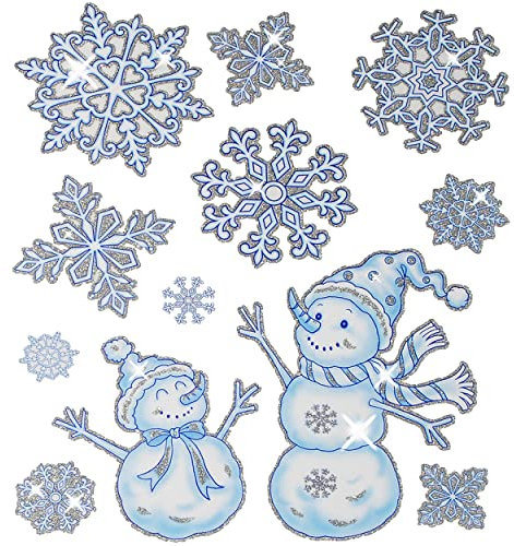 alles-meine.de GmbH 3 versch. Bögen: Fensterbilder - Glitzer/Glitter - Schneeflocken & Winter - Schneekristall/Schnee/Flocken - statisch haftend - selbstklebend + wiede..