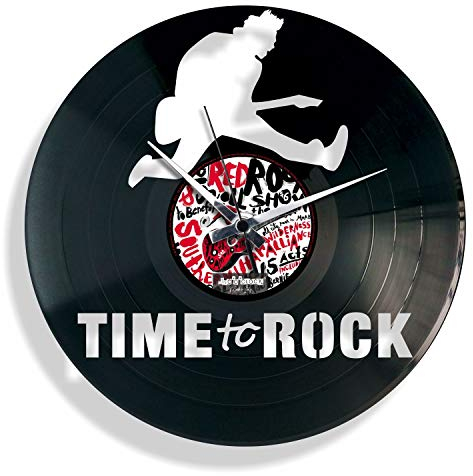 DISC'O'Clock Shallplattenuhr Time to Rock - Lautlos Wanduhr, einfach aufzuhängen. 100% Made in Italy Handwerkliches Produkt