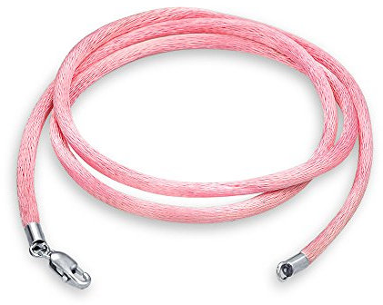 Bling Jewelry Cordon De Pendentif En Satin De Soie Rose Pour Femmes Hommes Adolescents Fermoir À Pince De Homard En Argent Sterling .925 18 Pouces