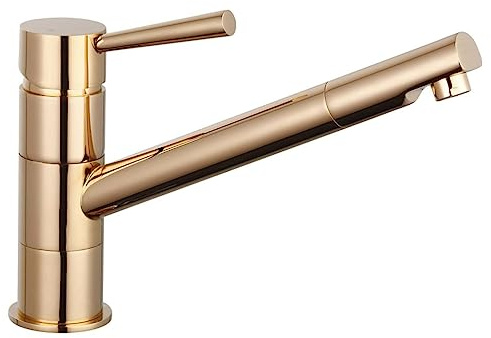 SCHÜTTE 79145 CORNWALL Küchenarmatur, Mischbatterie mit Einhebelmischer Küche, Spültischarmatur Edelstahloptik, Armatur mit praktischer Kalt-Start-Funktion, Wasserhahn Küche 150 Grad schwenkbar