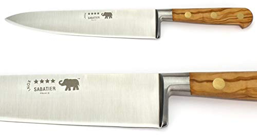 Thiers-Issard Sabatier Kochmesser Küchenmesser Messer - Klinge 20 cm - Griff Olive Olivenholz - Geschmiedete Profi Qualität