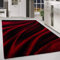 HomebyHome Teppich Wohnzimmer 200x290 cm Rot Abstrakt Wellen Design - Schlafzimmer Teppich Kurzflor Extra Weich Pflegeleicht Teppiche Waschbar Küche Esszimmer - Carpet Living Room