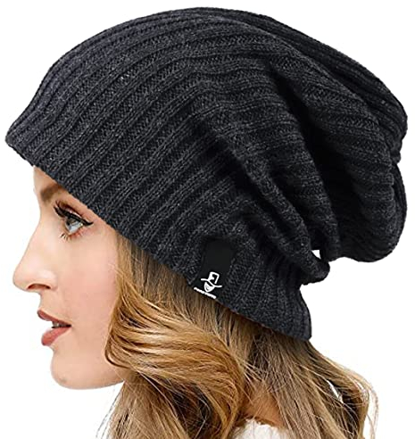 VECRY Damen Lässige Mütze Stricken Baskenmütze Gerippte Schädelkappe Winter Sommer Hüte (Solide Grau)