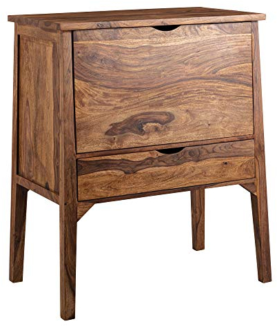 Wohnling Design Sideboard 90 x 107 x 56 cm Kommode Sheesham Massivholz, Highboard 1 Schublade 2 Klapptüren Braun, Schubladenkommode Aufbewahrung