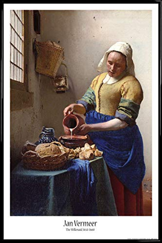 1art1 Johannes Vermeer Cartel con Marco (Plástico) - La Lechera, 1658-1660 (91 x 61cm)