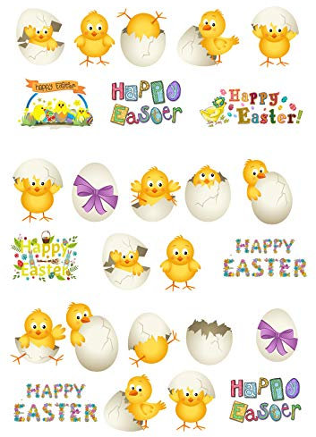 26 Stand Up Cute Easter Chick Theme Thick Wafer Paper Edible Cake Decorations