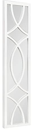 Kate and Laurel Tolland Decorative Wooden Panel Wall Mirror, 12 x 48, Soft White, Rustic Windowpane Accent Piece