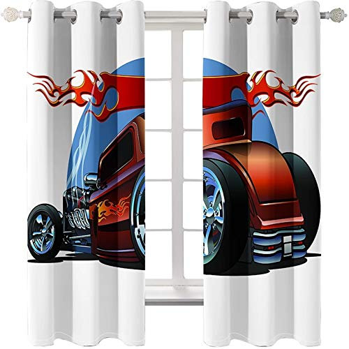 Daesar Bedroom Curtains 2 Panel Sets, Curtain Drapes for Living Room Car Window Treatment Door White Blue Red Polyester Curtains Bedroom 52 W x 84 L