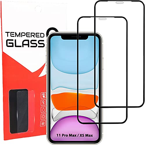 QUITECO Panzer Schutz Glas für iPhone 11 Pro Max/iPhone XS Max [2 Stück] Schutzfolie Glas Full Screen Display Schutzglas Panzerfolie Schwarzer Rand