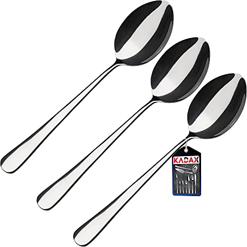 Cucchiaio Kadax realizzato in acciaio inossidabile, set da 3 -serie, cucchiaio di zuppa, carpentiere, alimentatore, cucchiaio ovale, cucchiaio, (L: 19,5 cm, argento)