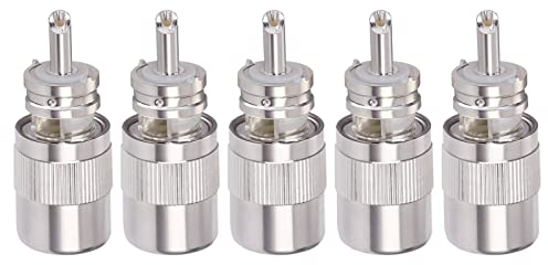 TUOLNK UHF PL259 Convertidor coaxial de soldadura de enchufe macho plateado para cable coaxial RG58 RG142 SO239 PL259 Conector adaptador coaxial macho compatible con CB Ham Radio 5Pack
