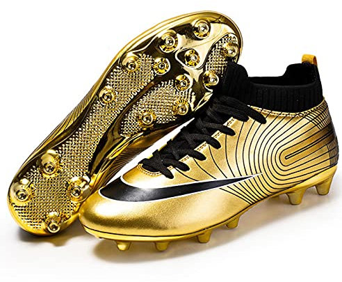 XRDSHY Botas De Futbol para Niños Calzado De Fútbol para Hombre Tacos De Goma para Botas De Futbol Botas Futbol Zapatillas De Futbol con Tacos Tacos De Futbol Zapatillas Futbol Niño,Gold-44 EU