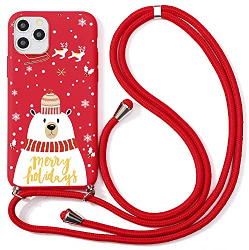 Yoedge Handykette für Samsung Galaxy A02s/M02S/F02s Weihnachten Hülle 6,5, Smartphone Necklace Handyhülle mit Kordel zum Umhängen TPU Bumper Silikon Anti-Drop Cover mit 3D Weihnachten, Eisbär 2
