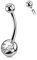 OUFER 14G Bauchnabelpiercing Titan 12 mm Stablänge Piercing Bauchnabel Lang Kurz CZ Kugeln Titanium Belly Button Piercing Navel Bars Silber Nabelring Frau Mann Schmuck