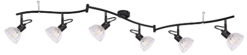 etc-shop Spotleiste 6-Flammig Deckenleuchte 6 Strahler Deckenlampe schwenkbar, Glas klar, Metall schwarz, 6x E14 Fassungen, L 150 cm