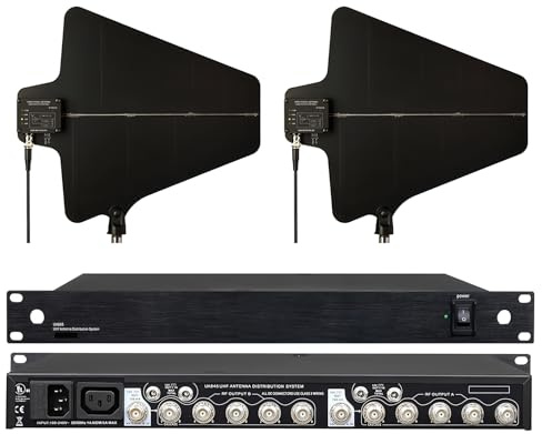 UHF Active Directional Antenna Power Distribution System for SHURE Wireless Microphone System with Antenna Paddle
