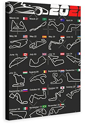 LAOAYI 2022 F1-Kalender, Fahrer, Track-Karte, Track-Kalender, Poster für Zimmer, ästhetische Dekoration, Druckposter, Rahmen-Stil, 60 x 90 cm
