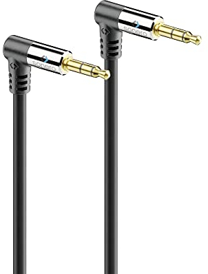 Sonero® premium cable de audio con 2 enchufes de 90 °, conector de 3,5 mm, 1,00 m, contactos chapados en oro, negro