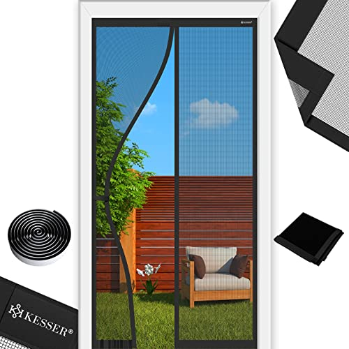 KESSER® Magnet Fliegengitter Tür Insektenschutz 100 x 210 cm Magnetvorhang Türvorhang Schutzgitter mit kinderleichter Inkl. Klebemontage für Balkontür Terrassentür Kellertür Montage Ohne Bohren