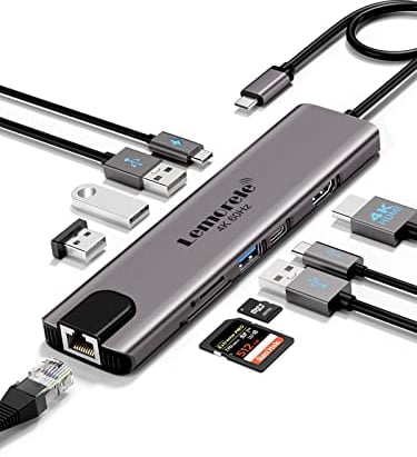 Lemorele Aluminiumgehäuse USB-C Hub Docking Station11-in-1-4K@60Hz HDMI, Gigabit Ethernet, 100W PD, 4X USB-A, USB-C Datenport, SD/TF für MacBook/Windows, iPad, Switch, Steam Deck, Chromecast
