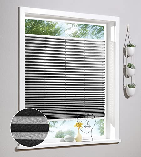 Deco Home | Plissee nach Maß, Personalisierbare Plissees mit & ohne Bohren, Sichtschutz Fenster, Faltrollos | Dunkelgrau