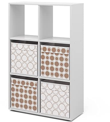 Vicco Raumteiler, Weiß, 72 x 107.8 cm | mit 4 Faltboxen opt.1, zur flexiblen Raumaufteilung und Aufbewahrung nutzbar
