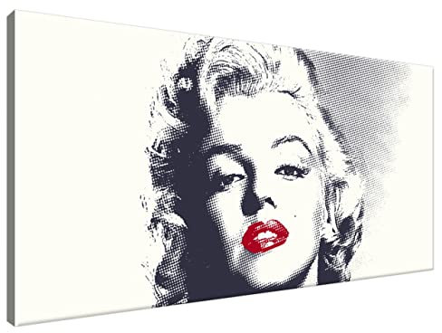 Estika Leinwand bilder - Pop Art Marilyn Monroe, Rote Lippen - 115x55 cm, 1 teilige kunstdruck - Wandbilder wohnzimmer, schlafzimmer, Moderne wanddeko, Bild auf leinwand - Pop Art bilder - 4371A_1AE