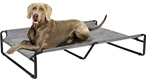 Veehoo Original Cooling Elevated Dog Bed, Outdoor Raised Dog Cots Bed for Large Dogs, Portable Standing Pet Bed with Washable Breathable Mesh, No-Slip Feet for Indoor Outdoor, XX-Large, Black Silver