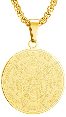 AFSTALR Collier Talisman de Médaille Sceau des 7 Archanges pour Homme Femme Talisman Pentagramme de Salomon Amulette de Protection Magique…